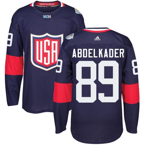 Team USA #89 Justin Abdelkader Navy Blue 2016 World Cup Stitched Youth NHL Jersey